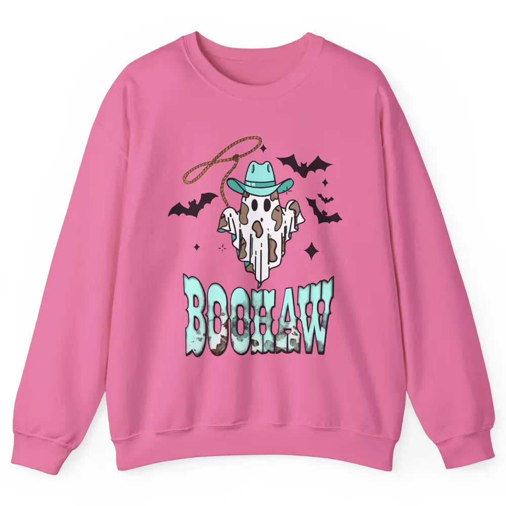 Retro Halloween Boohaw Cowboy Ghost Spooky Western Halloween Unisex Crewneck Sweatshirt