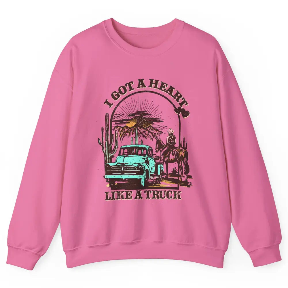 Retro Cowgirl Riding Horse I Got A Heart Western Country Unisex Crewneck Sweatshirt