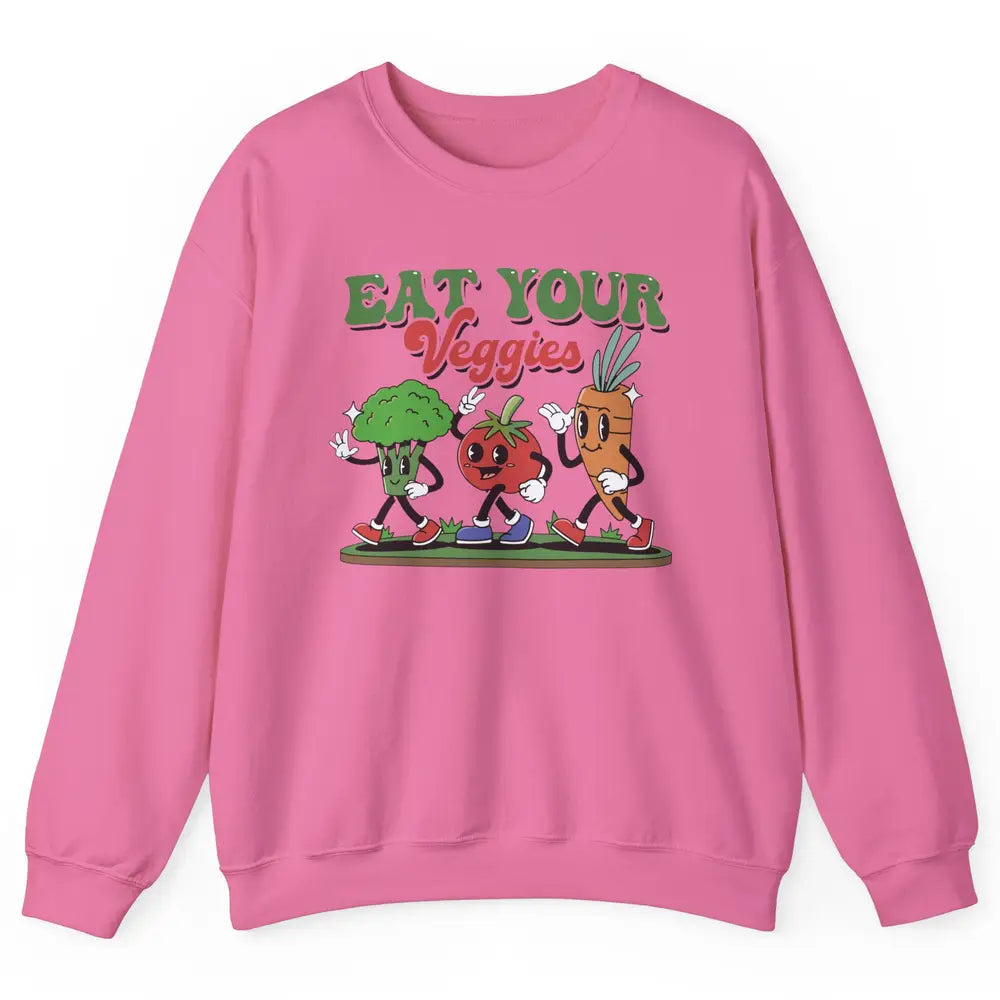 Retro Farm Fruit Eat Your Veggies Gardening Vegan Farmer Unisex Crewneck Sweatshirt