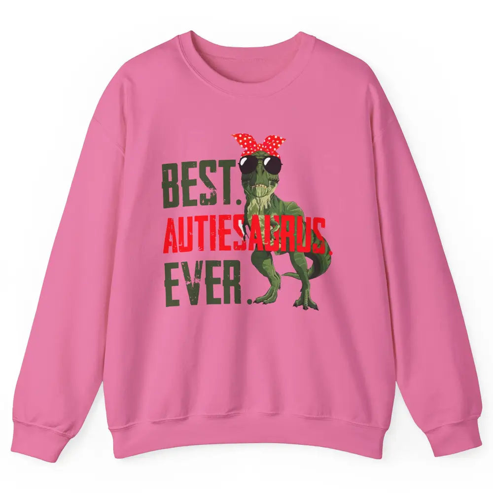 Retro Funny T Rex Best Auntiesaurus Ever Dinosaur Aunt Gift Unisex Crewneck Sweatshirt