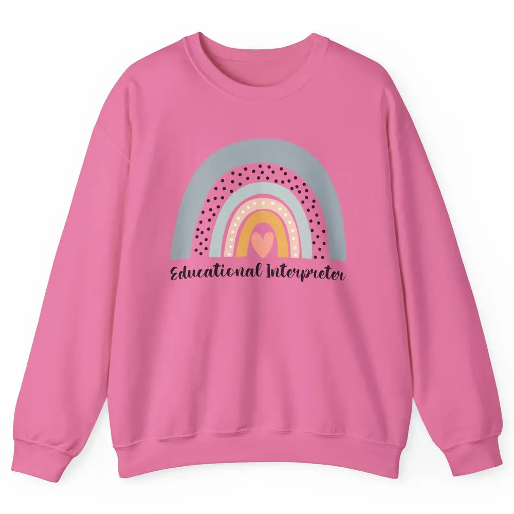 Retro Boho Rainbow Educational Interpreter Back To School Unisex Crewneck Sweatshirt
