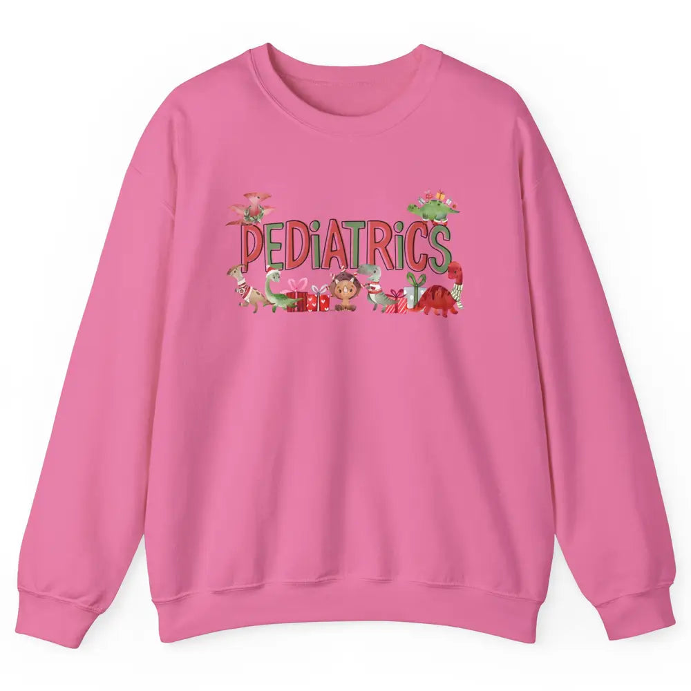 Pediatrics Christmas PEDS Nurse Dinosaur Xmas Physical Nurse Unisex Crewneck Sweatshirt