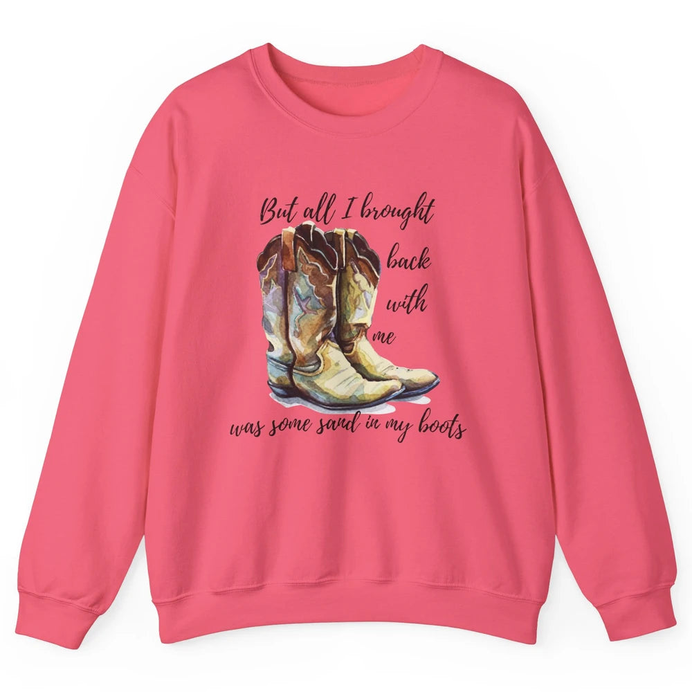 Retro Leopard Sand In My Boot Western Country Cowgirl Cowboy Unisex Crewneck Sweatshirt