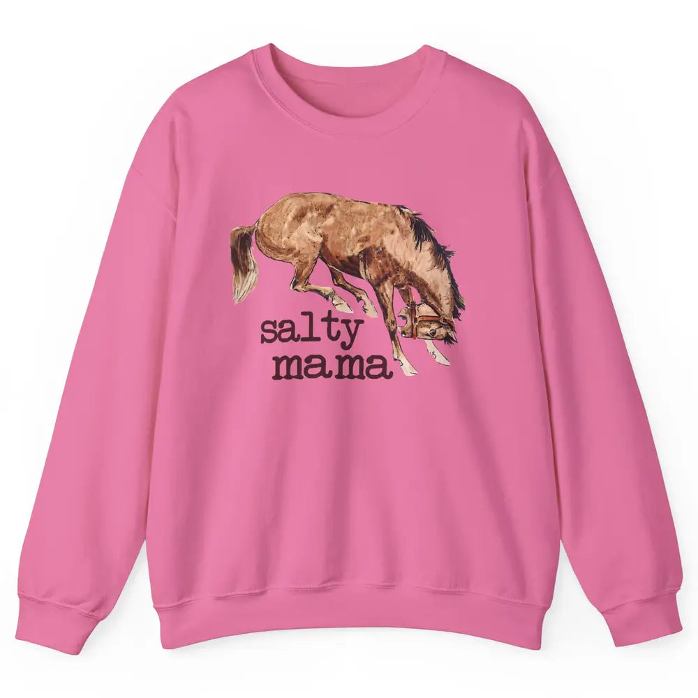 Retro Cowgirl Salty Mama Horse Lovers Western Country Cowboy Unisex Crewneck Sweatshirt