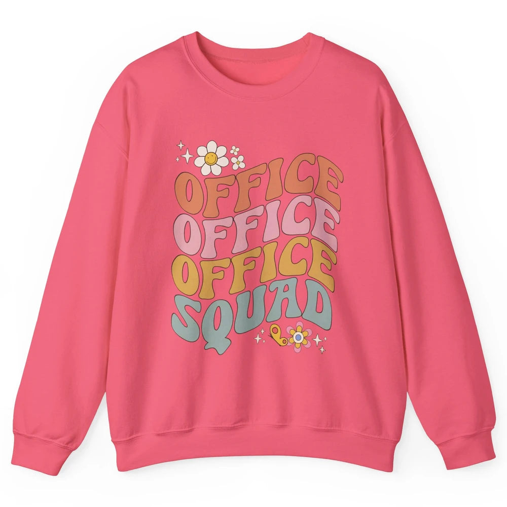 Retro Office Squad Hippie Groovy Office Staff Positive Mind Unisex Crewneck Sweatshirt