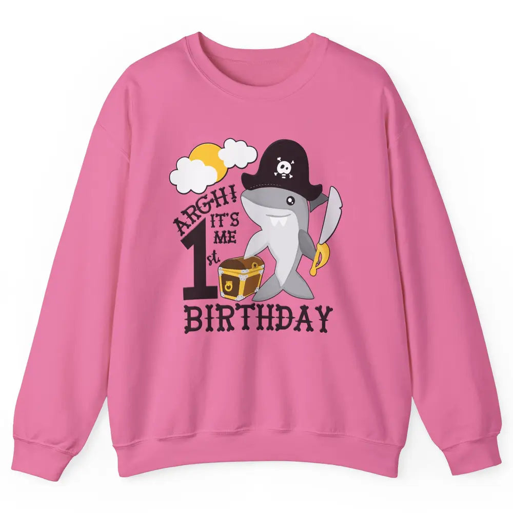 Pirate Shark 1st Birthday Party 1st Birthday Boy Girl Gift Unisex Crewneck Sweatshirt