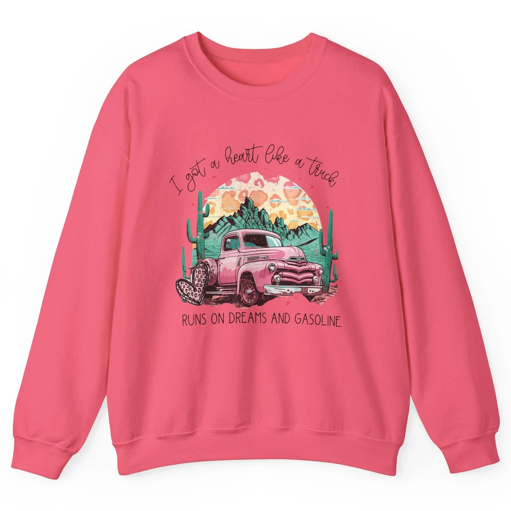 Retro Desert Truck Got A Heart Like A Truck Western Country Unisex Crewneck Sweatshirt