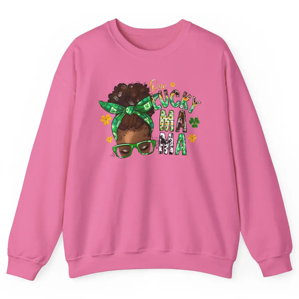 One Lucky Mama Afro Mom St Patrick's Day Black Mother Gift Unisex Crewneck Sweatshirt