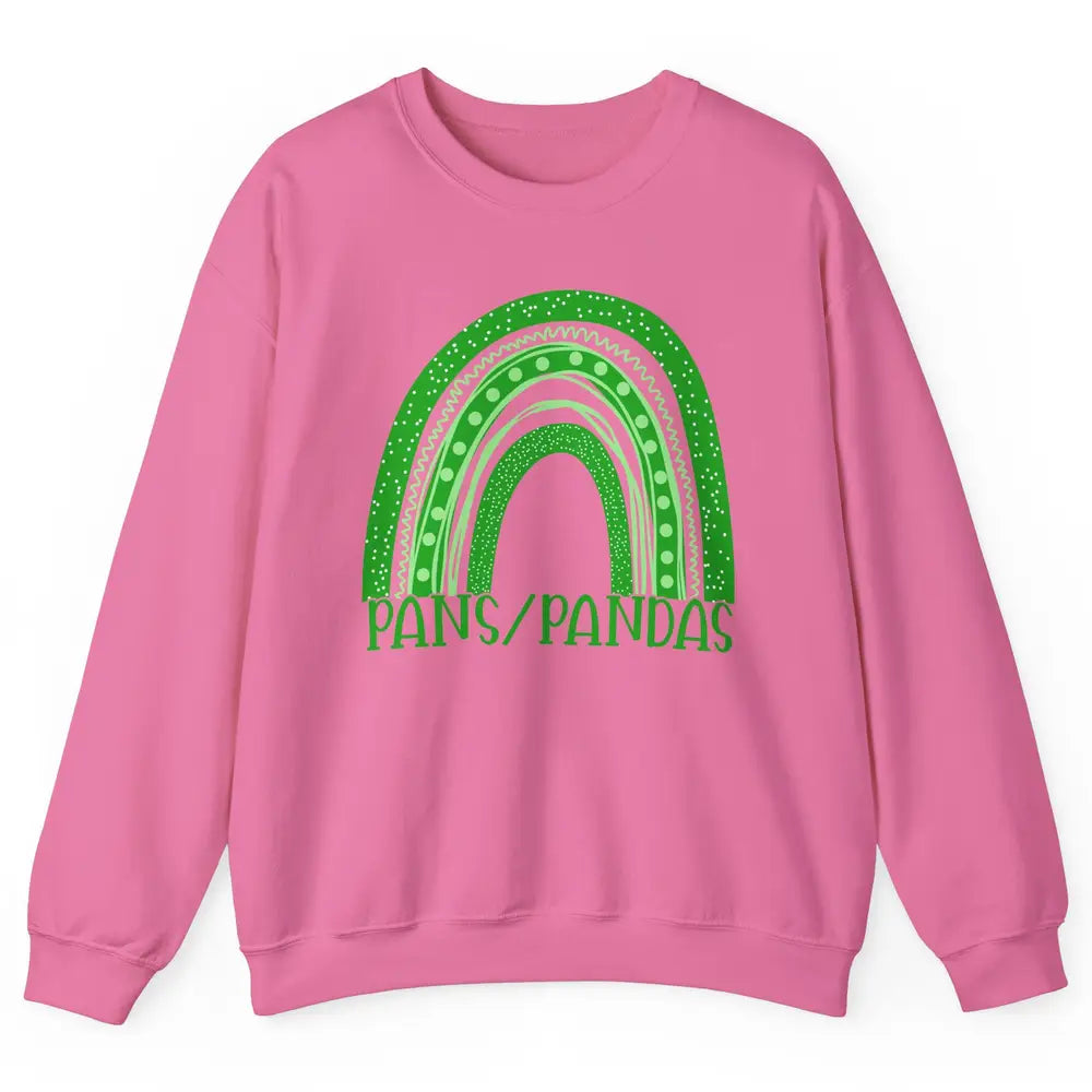 PANS/PANDAS Awareness Floral Green Ribbon Rainbow Pans Unisex Crewneck Sweatshirt