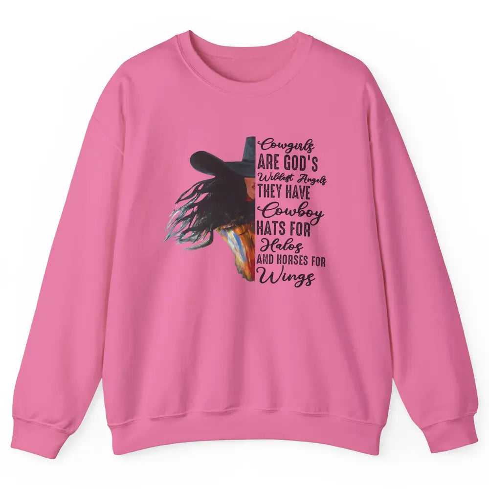 Retro Cowgirls Are God's Wildest Angel Western Country Rodeo Unisex Crewneck Sweatshirt