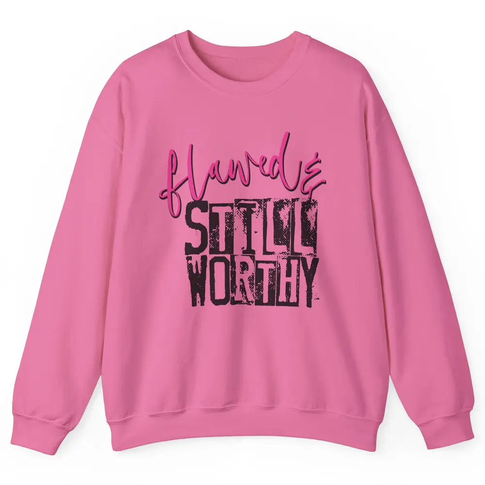 Retro Flawed But Still Worthy Bible Christian Religious Unisex Crewneck Sweatshirt
