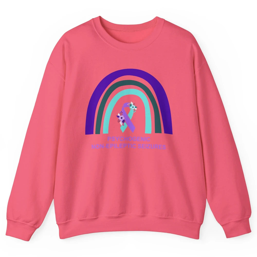 Psychogenic Non-epileptic Seizures PNES Purple Teal Rainbow Unisex Crewneck Sweatshirt