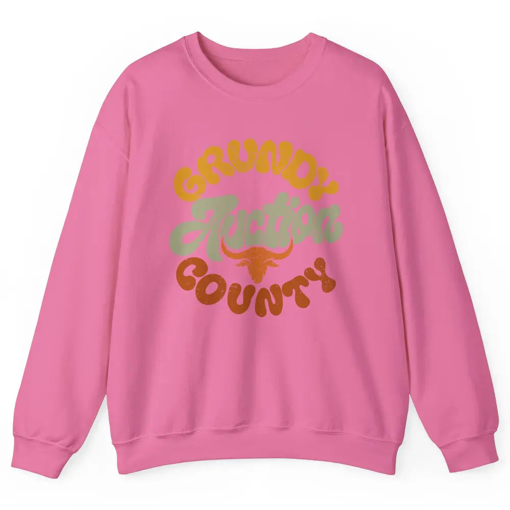 Retro Cow Cattle Grundy County Auction Western Country Farm Unisex Crewneck Sweatshirt