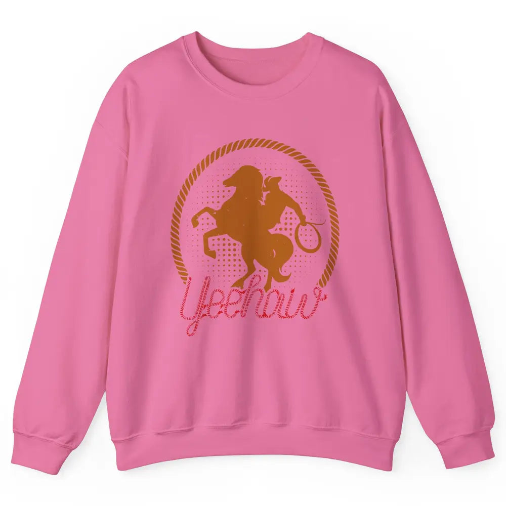 Retro Cowboy Lasso Hat Yeehaw Western Country Cowgirls Horse Unisex Crewneck Sweatshirt