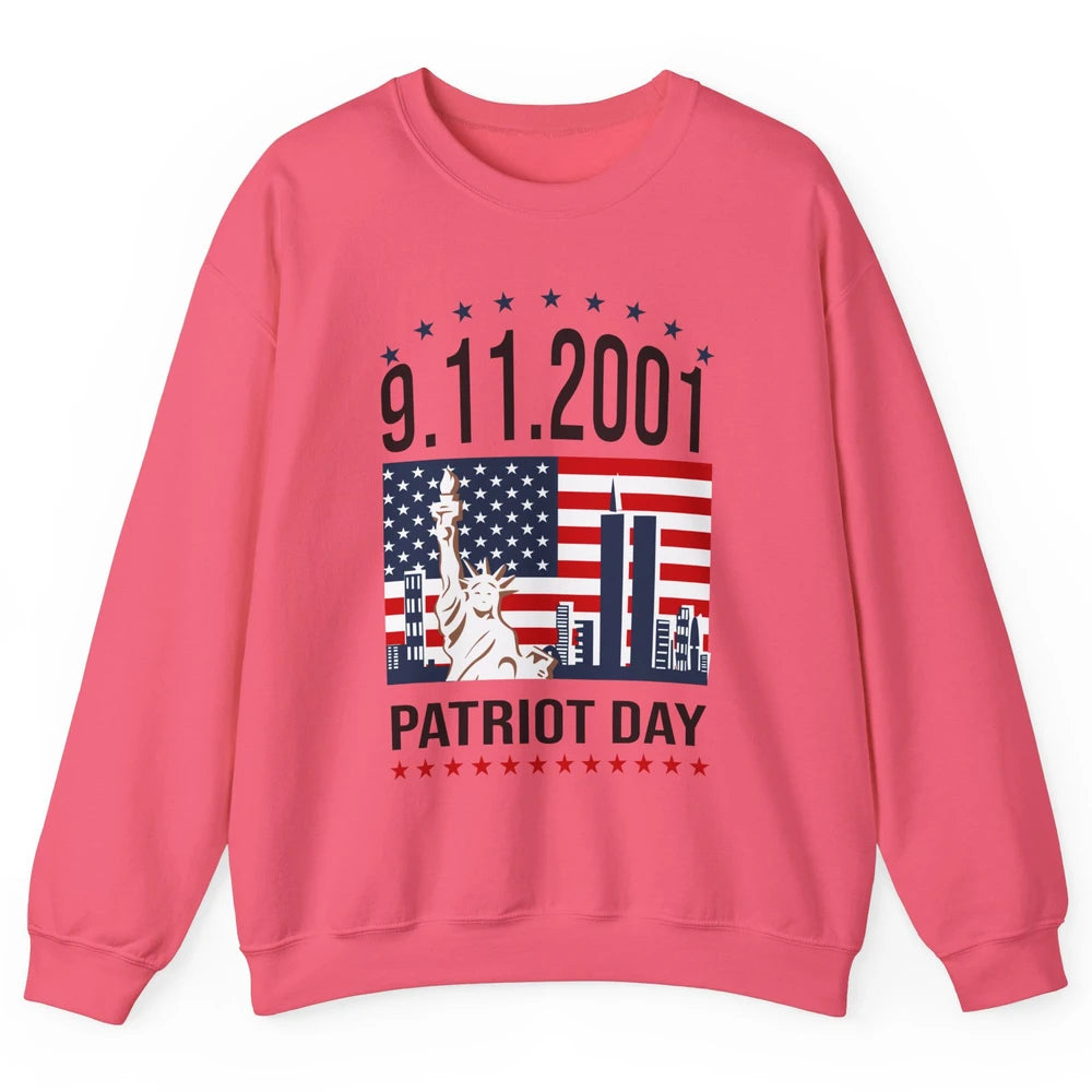 Never Forget 9-11-2001 American Flag Patriotic Memorial Day Unisex Crewneck Sweatshirt