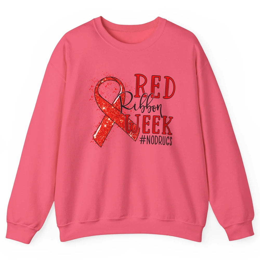 October Red Ribbon Week Awareness No Drugs Drug Free Unisex Crewneck Sweatshirt