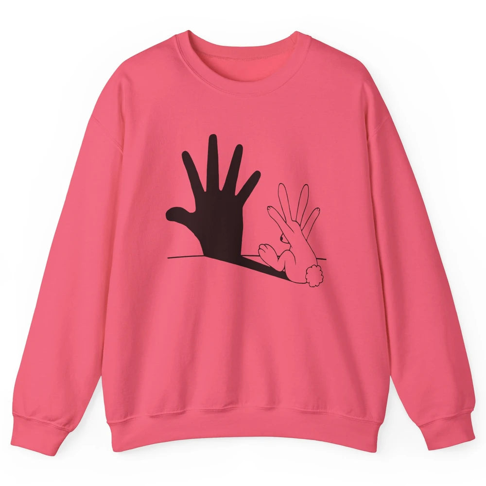 Rabbit Hand Shadow Funny Life Jokes Funny Rabbit Bunny Lover Unisex Crewneck Sweatshirt