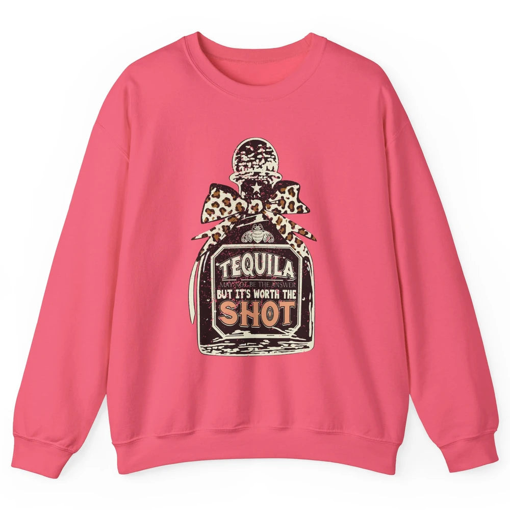 Retro Leopard Tequila May Not Be The Answer Western Country Unisex Crewneck Sweatshirt