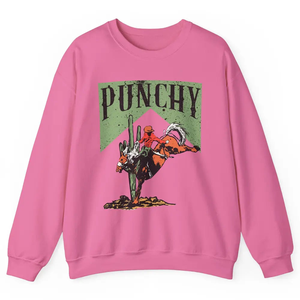 Retro Cowboy Rodeo Punchy Bucking Horse Western Country Unisex Crewneck Sweatshirt