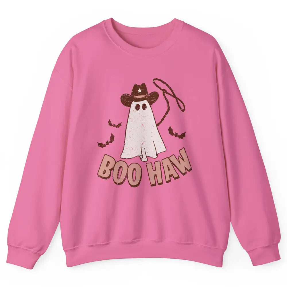 Retro Cowboo Boo Haw Ghost Fall Spooky Season Western Cowboy Unisex Crewneck Sweatshirt
