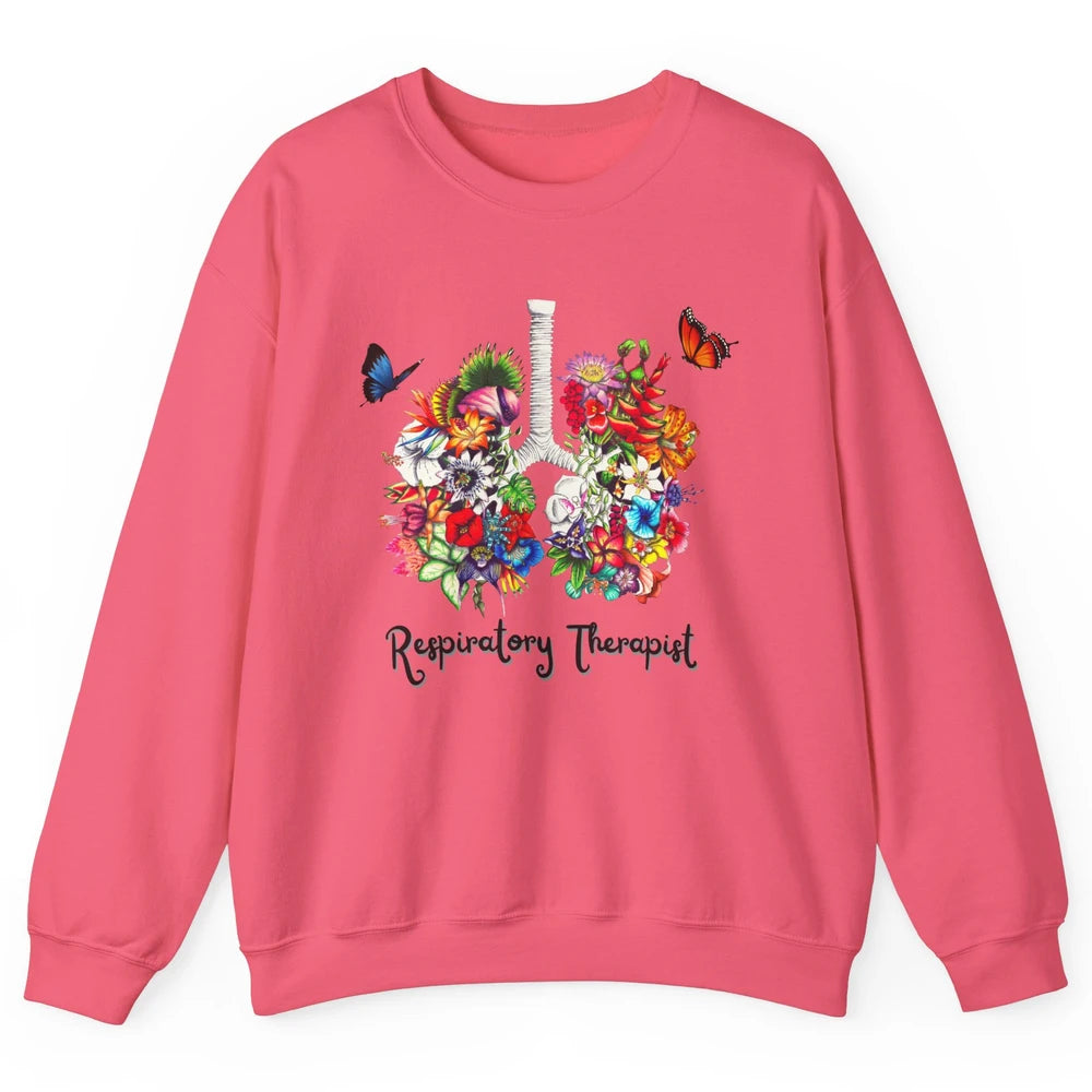 Respiratory Therapy Floral Lung Respiratory Therapist Gift Unisex Crewneck Sweatshirt