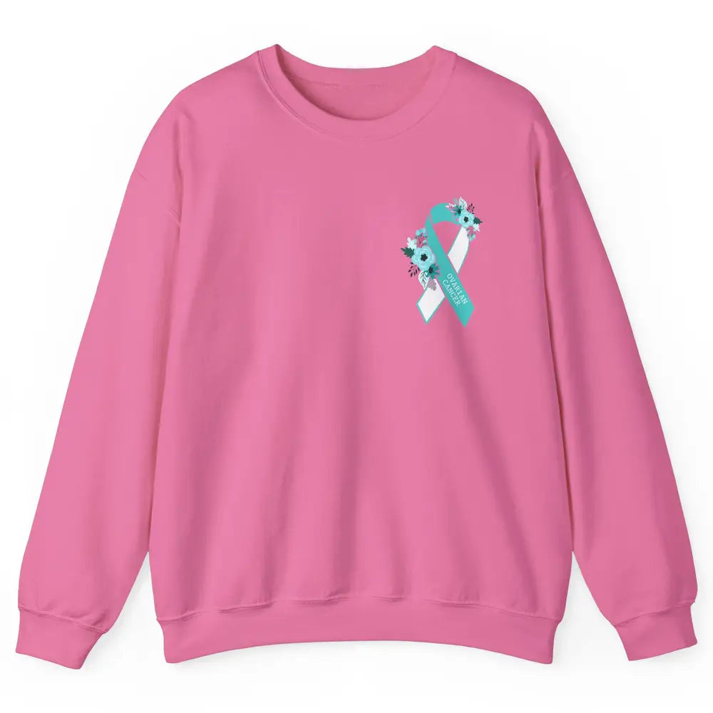 Ovarian Cancer Awareness Support Turquoise Ribbon Pocket Sz Unisex Crewneck Sweatshirt