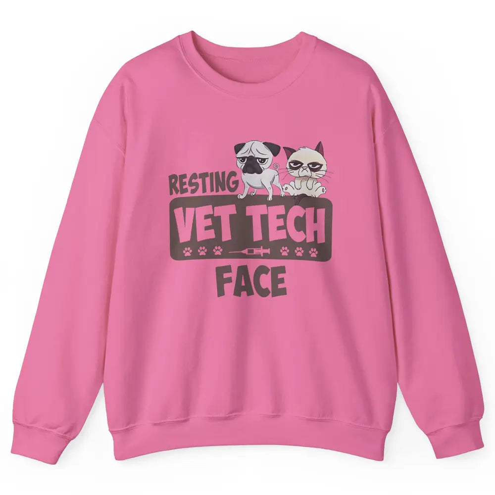 Resting Vet Tech Animal Face Nurse Veterinarian Dog Cat Paw Unisex Crewneck Sweatshirt