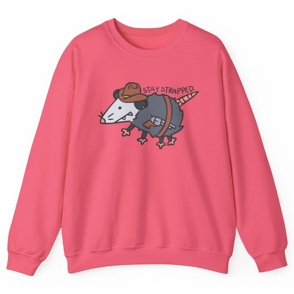 Retro Cowboy Opossum Stay Trapped Western Country Opossum Unisex Crewneck Sweatshirt