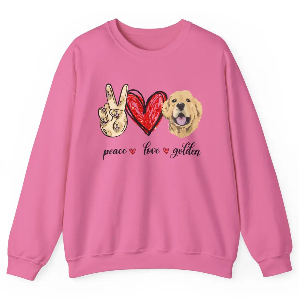 Peace Love Golden Dog Lover Golden Retriever Dad Mom Gift Unisex Crewneck Sweatshirt