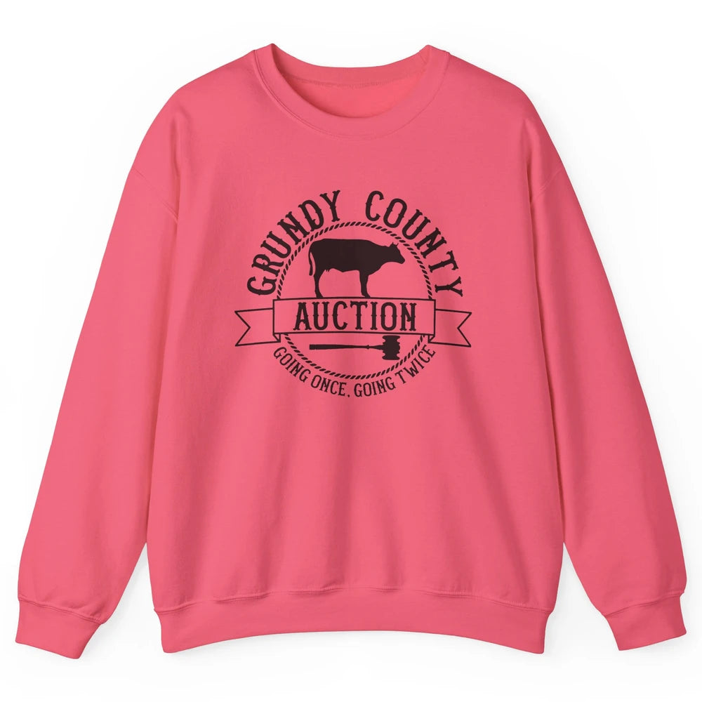 Retro Cow Cattle Grundy County Auction Western Country Farm Unisex Crewneck Sweatshirt