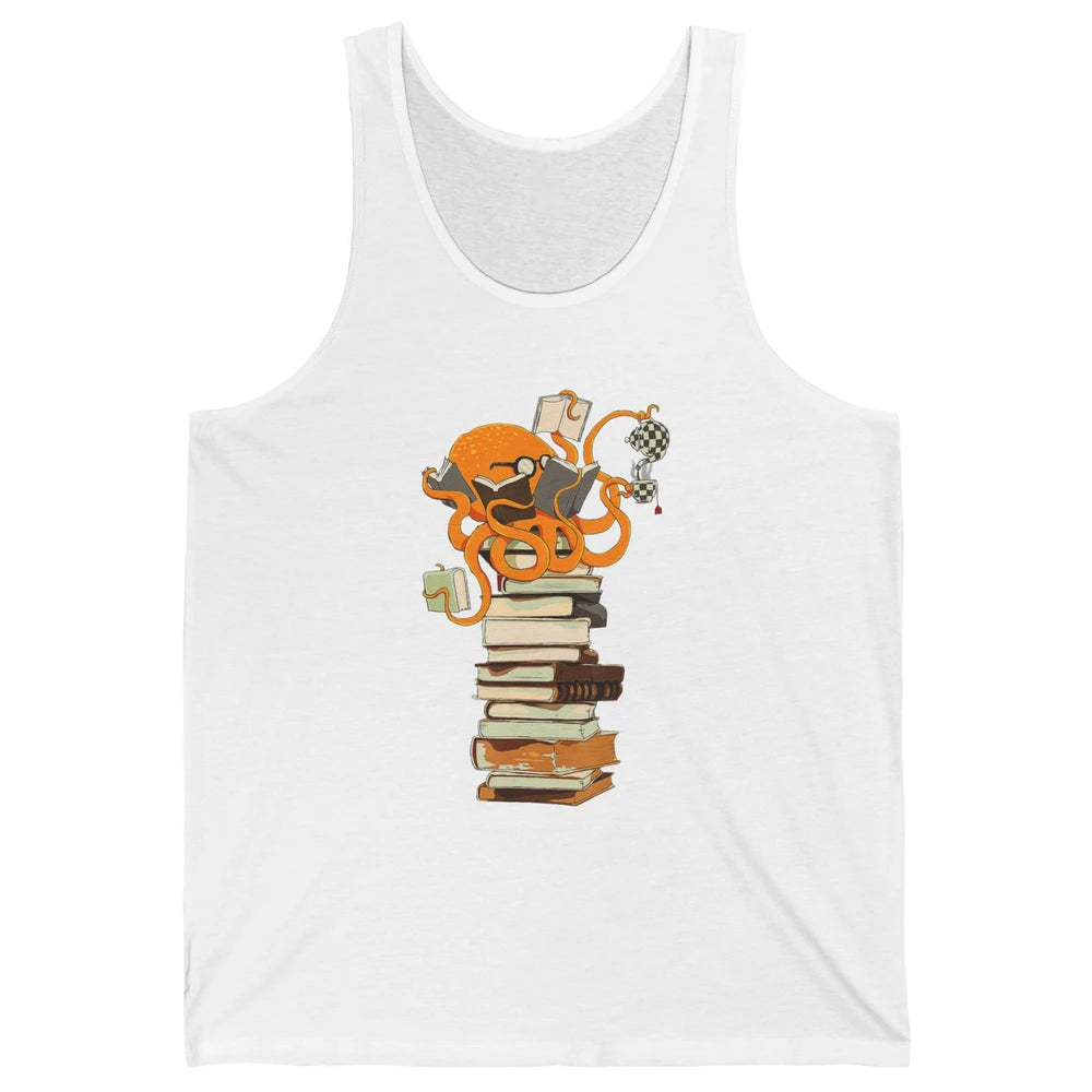 Reading Books Octopus Tea Coffee Sea Animal Marine Bookish Unisex Jersey Tank