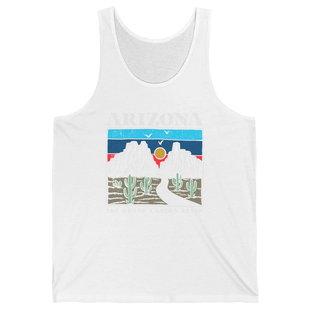 Retro Arizona Cactus Mountain The Grand Canyon State Hiking Unisex Jersey Tank