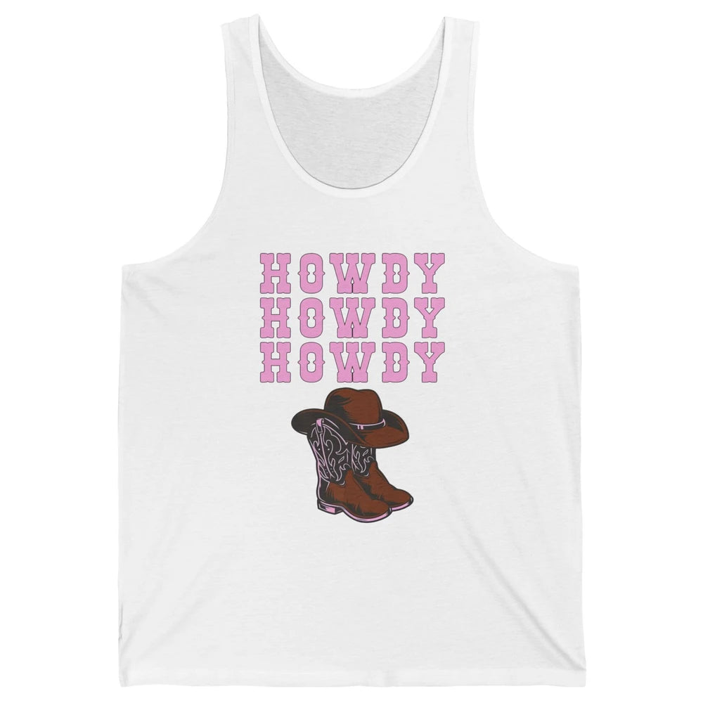 Retro Cowgirl Boots And Hat Howdy Western Country Cowboy Unisex Jersey Tank