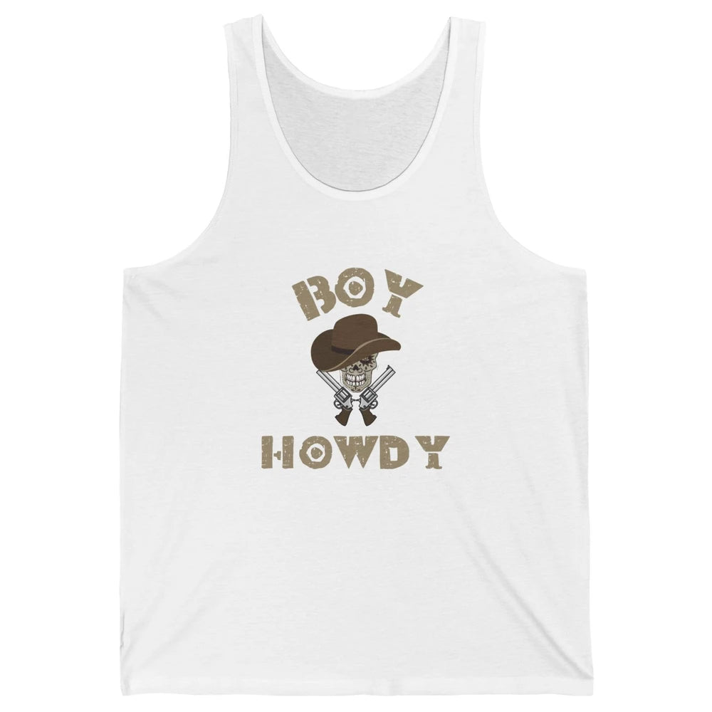 Retro Boy Howdy Rodeo Cowboy Skull Vintage Western Country Unisex Jersey Tank