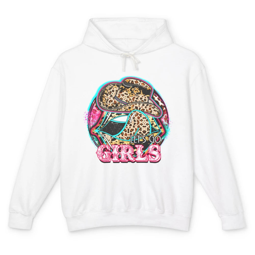 Retro Leopard Cowboy Boots Let's Go Girls Western Cowgirls Unisex Lightweight Hoodie