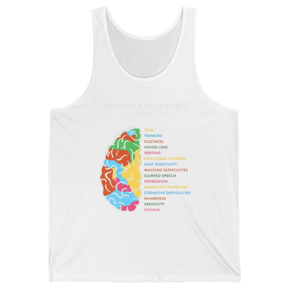Multiple Sclerosis Awareness Its All In My Head Ms Ribbon Unisex Jersey Tank