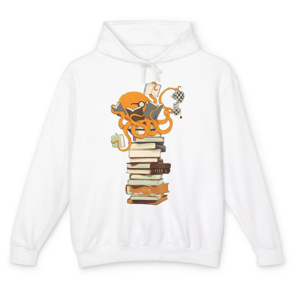 Reading Books Octopus Tea Coffee Sea Animal Marine Bookish Unisex Lightweight Hoodie