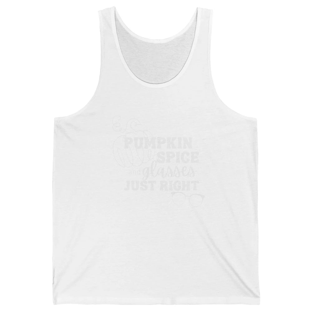 Optometrist Pumpkin Spice Glasses Just Right Optician Fall Unisex Jersey Tank