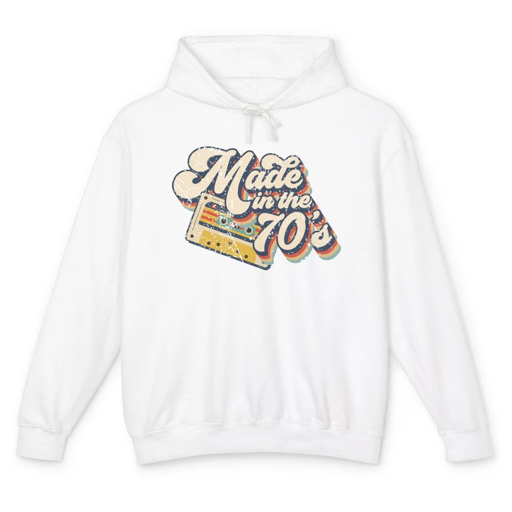 Retro Cassette Made In The 70's 1970s Born Birthday Day Gift Unisex Lightweight Hoodie