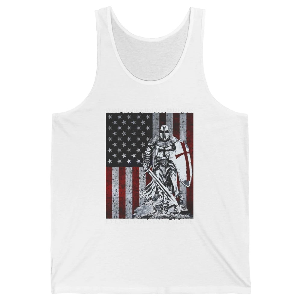 Retro Knight Templar US Flag Stand For What You Believe In Unisex Jersey Tank