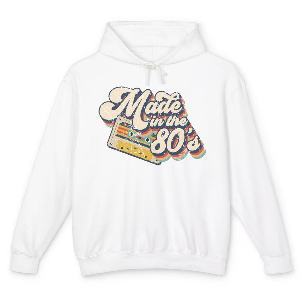 Retro Cassette Made In The 80's 1980s Born Birthday Day Gift Unisex Lightweight Hoodie
