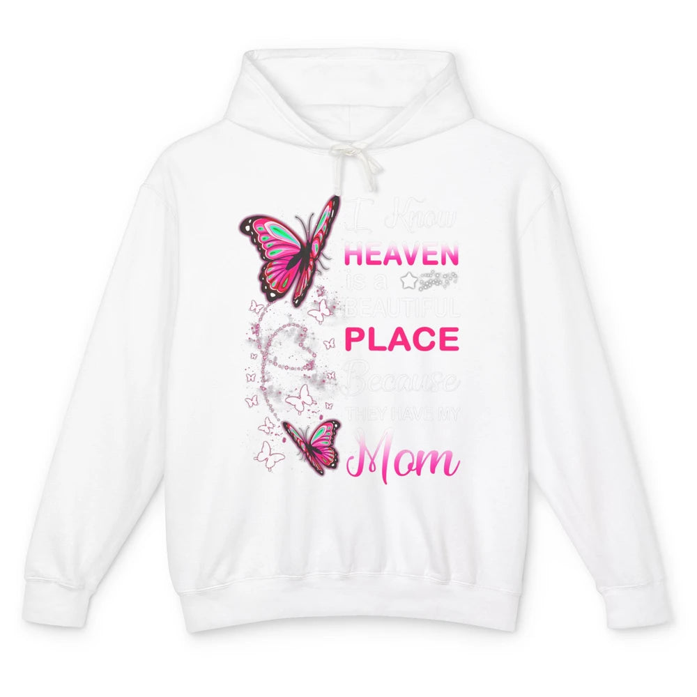 My Mom In Heaven Angel Wings Mother Memories Butterflies Unisex Lightweight Hoodie