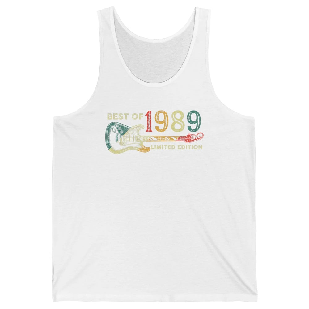 Retro 1989 Electric Guitar Birthday Guitarist Vintage 80s Unisex Jersey Tank