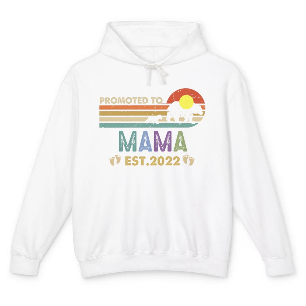 Retro Mama Bear Promoted To Mama Est 2022 First Mothers Day Unisex Lightweight Hoodie