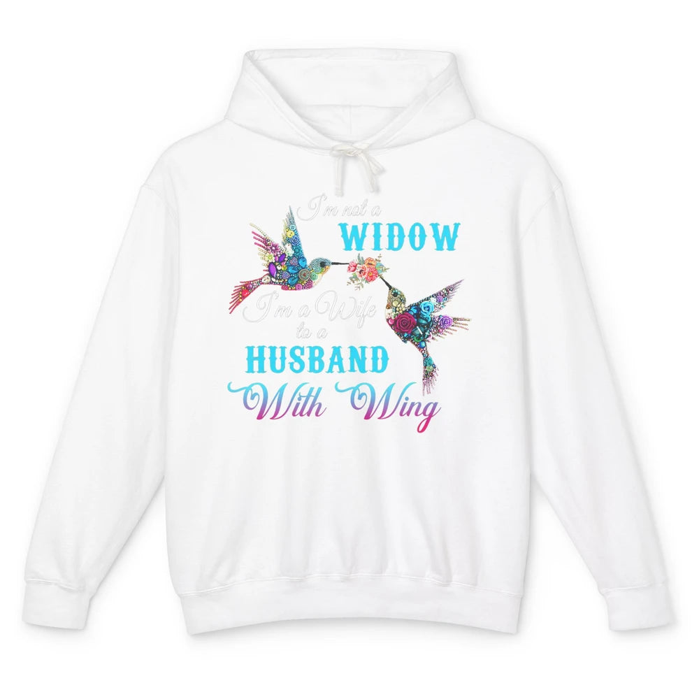 Not Widow Wife Of Husband In Heaven Angel With Wings Birds Unisex Lightweight Hoodie