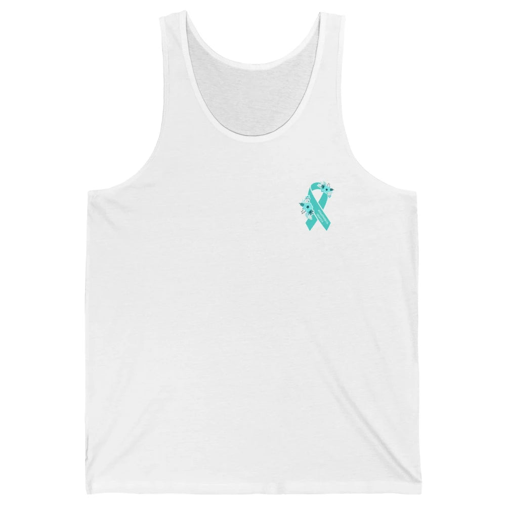 Myasthenia Gravis Awareness Floral Teal Ribbon Pocket Size Unisex Jersey Tank