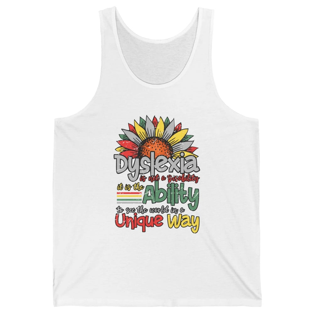 Retro Dyslexia A Different Ability Not Disability Sunflower Unisex Jersey Tank