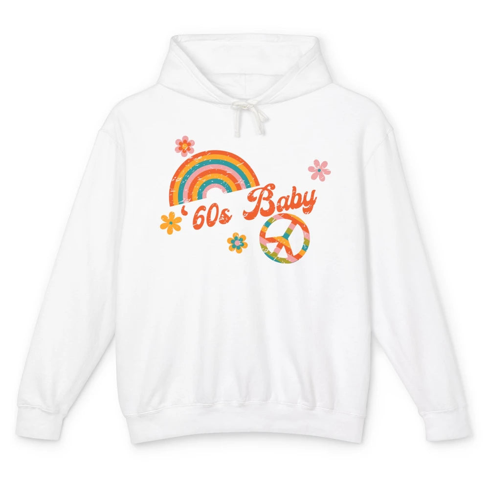 Retro Rainbow 60s Baby Made In 60s 1960s Born Birthday Day Unisex Lightweight Hoodie