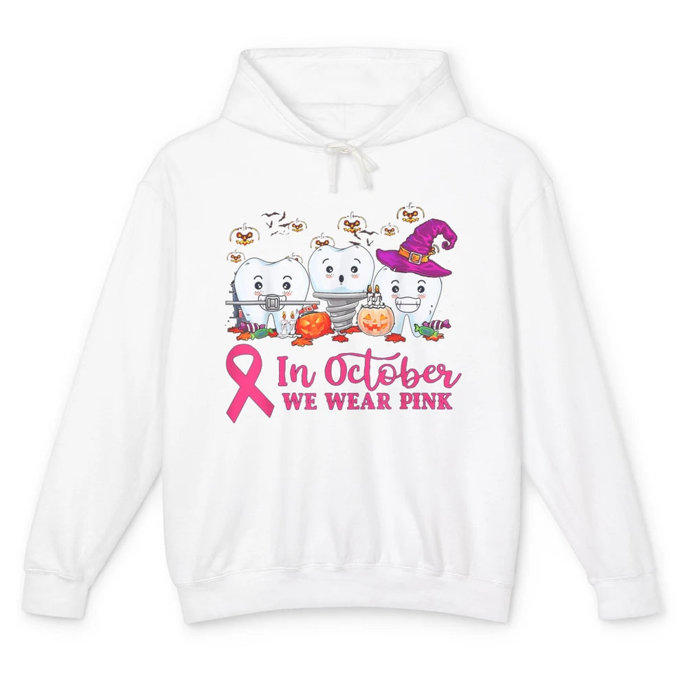 Dental Dentist Teeth October Wear Pink Breast Cancer Month Unisex Lightweight Hoodie