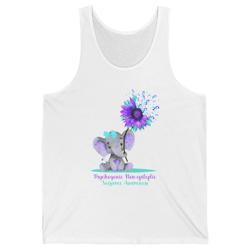 PNES Awareness Purple Teal Ribbon Sunflower Baby Elephant Unisex Jersey Tank